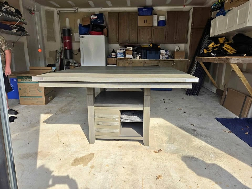 Grey Wood Counter height Dining Table with Storage Base
