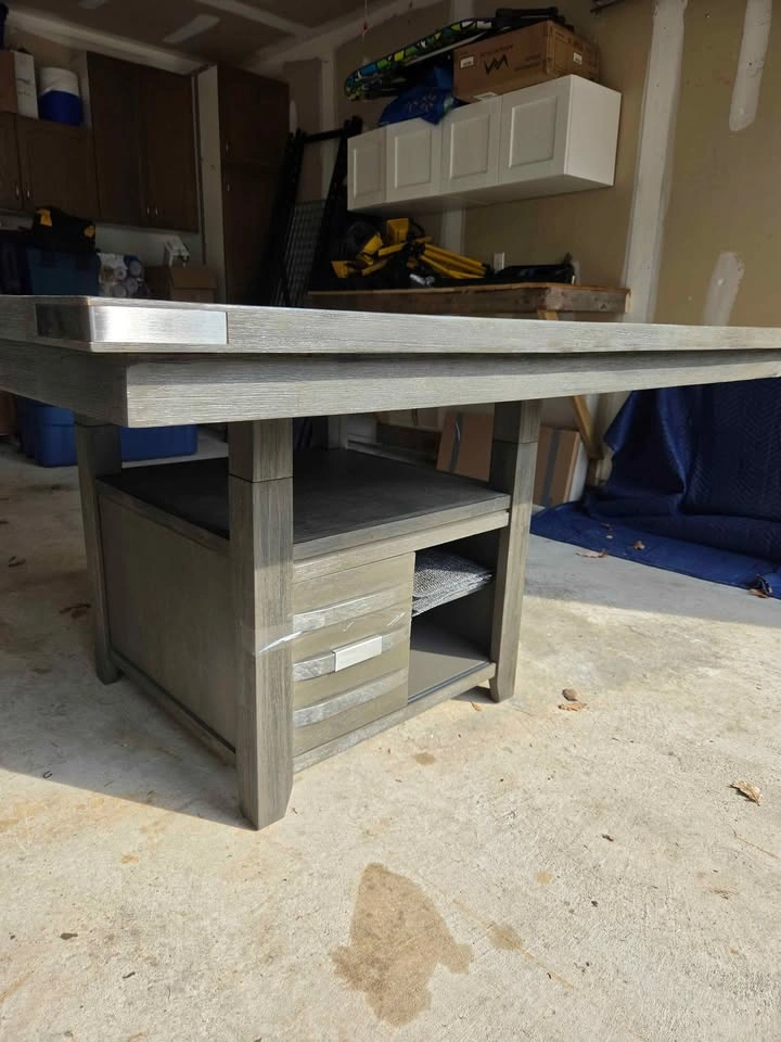 Grey Wood Counter height Dining Table with Storage Base - photo 2