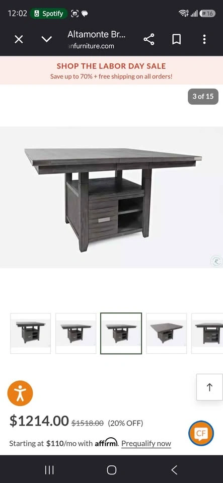 Grey Wood Counter height Dining Table with Storage Base - photo 4