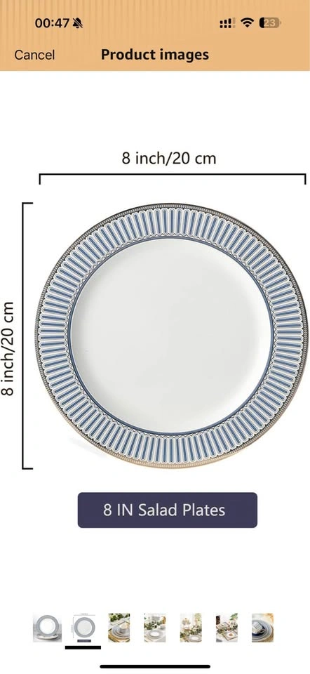 Bone China Dinner Plates Set of 4, 8 Inch, With Gift Box - photo 2