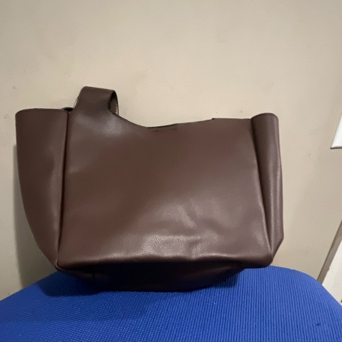 A New Day Brown Medium Solid Tote Bag Double Handles Beige Linin - photo 2