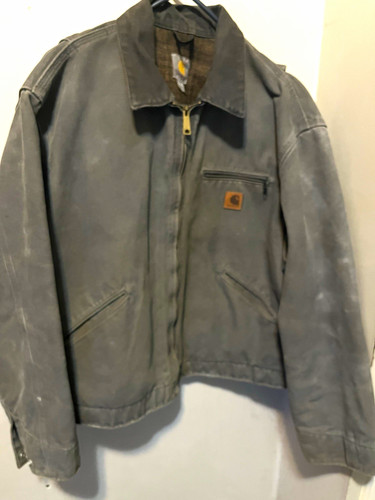 Carhartt Mens Gray XL Full Zip Lined Point Collar Work Jacket J9