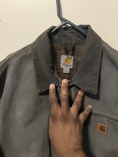 Carhartt Mens Gray XL Full Zip Lined Point Collar Work Jacket J9 - photo 2