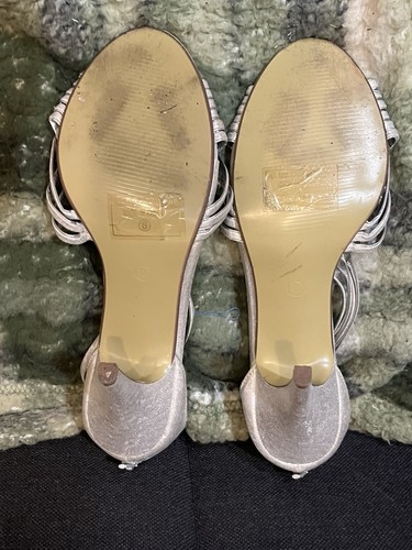 De Blossom Women’s Silver Strappy Braided Stiletto Heels 8 - photo 2