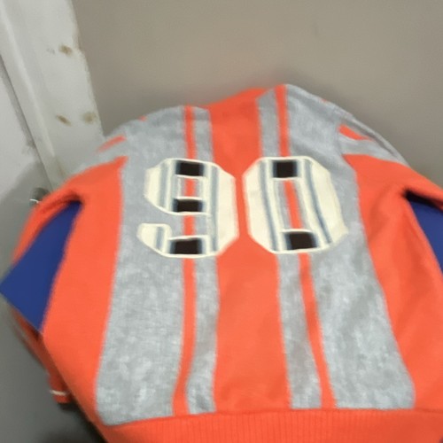 Gray and Orange Striped Knit Sweater Men's - photo 2