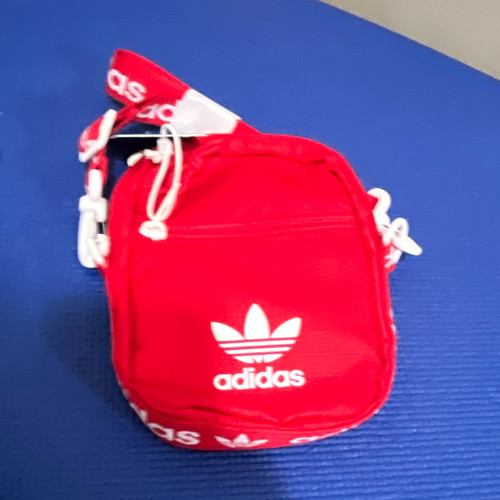 adidas Red Small Crossbody Bag Trefoil Logo Zip Pouch
