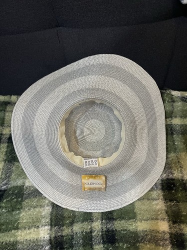 POLLYWOOD Wide Brim Women’s Silver Straw Sun Hat Solid One Size - photo 3