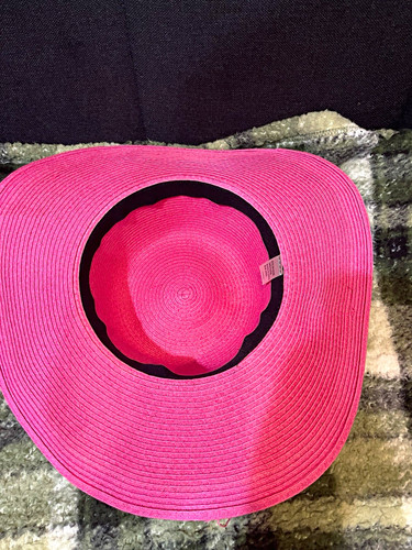 Women's Pink Straw Wide Brim Sun Hat, Solid Beach Summer Travel,