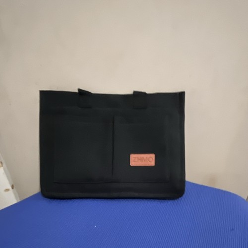 ZHMO Black Solid Tote Bag w/ Double Handles, Open Top, Logo, Inn - photo 2
