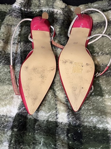 Women’s Pink Slingback Stiletto Heels Rhinestone Bow Size 8 - photo 2