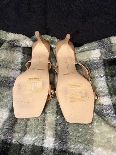 Anne Michelle Women’s Beige Mule Heels Square Toe Studded 8 - photo 2