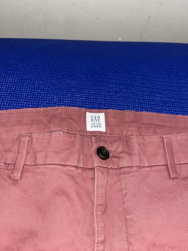 GAP Men’s Pink Solid Chino Slim Straight Flat Front Button Casua - photo 3