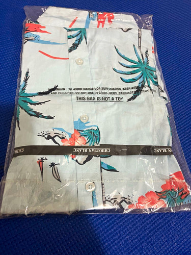 HYPER Men’s S Regular Light Blue Tropical Hawaiian Floral Button