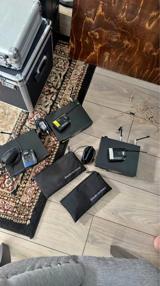 3 × Audio-Technica ATW-R3100b Wireless Receivers + Mics & Bags