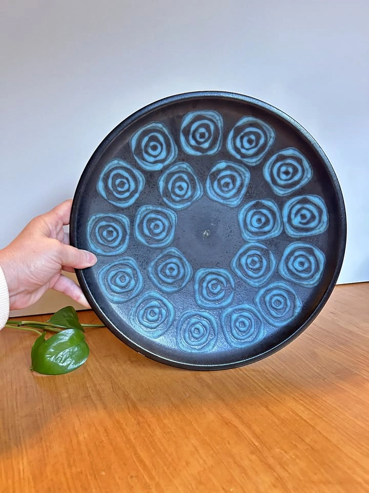 MCM glazed pottery low bowl / plate