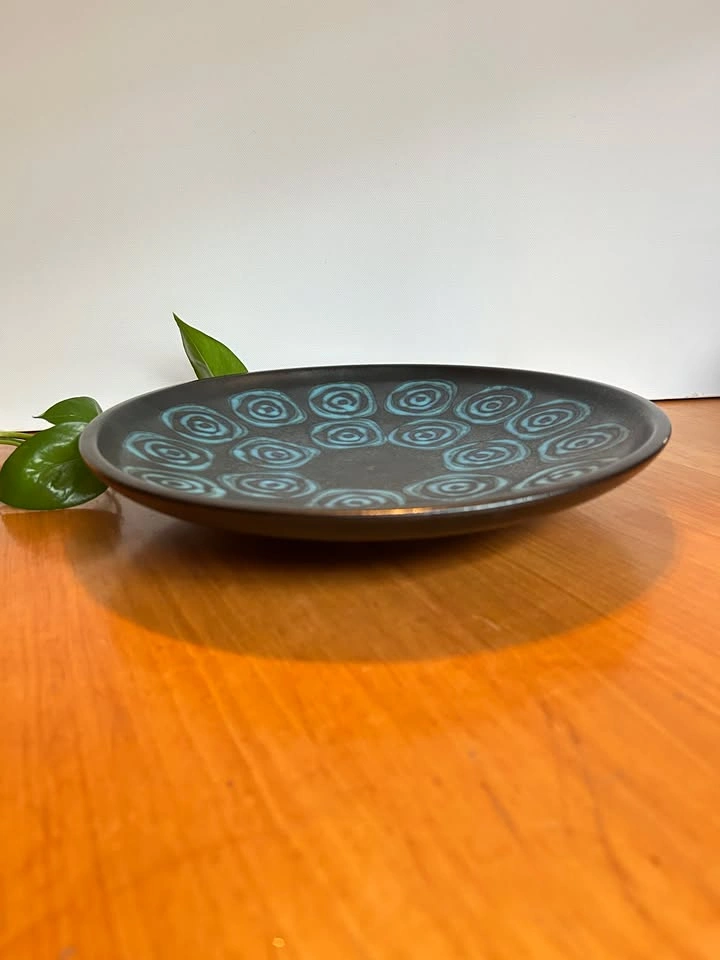 MCM glazed pottery low bowl / plate - photo 2