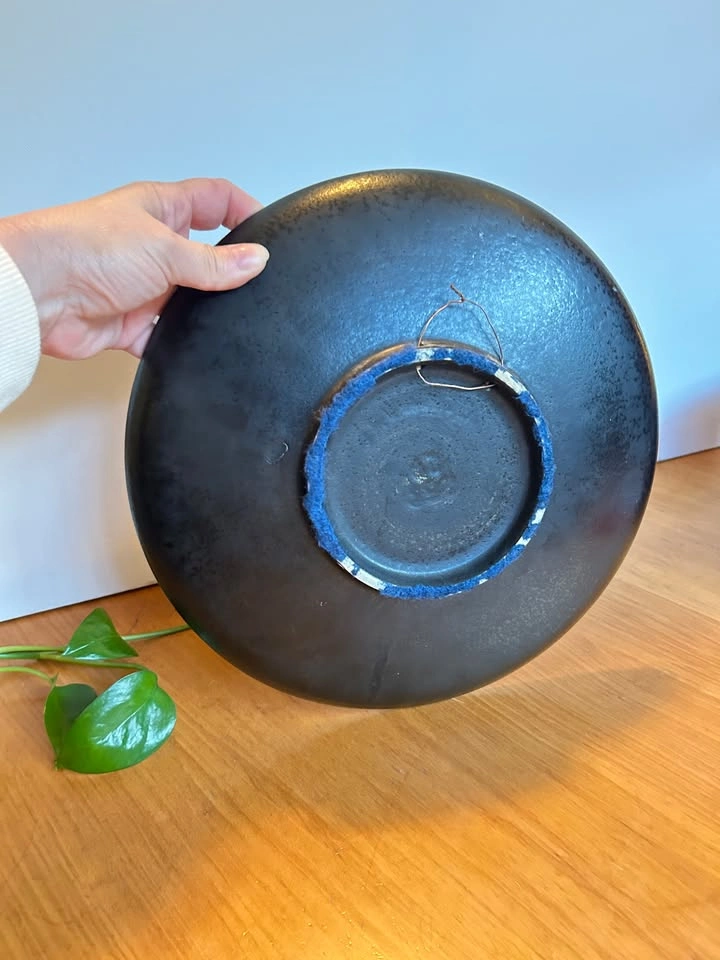 MCM glazed pottery low bowl / plate - photo 5