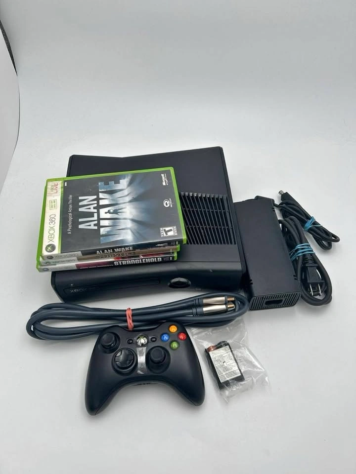 Xbox 360 Slim 4GB Bundle + Controller + 3 Games – Tested & Servi