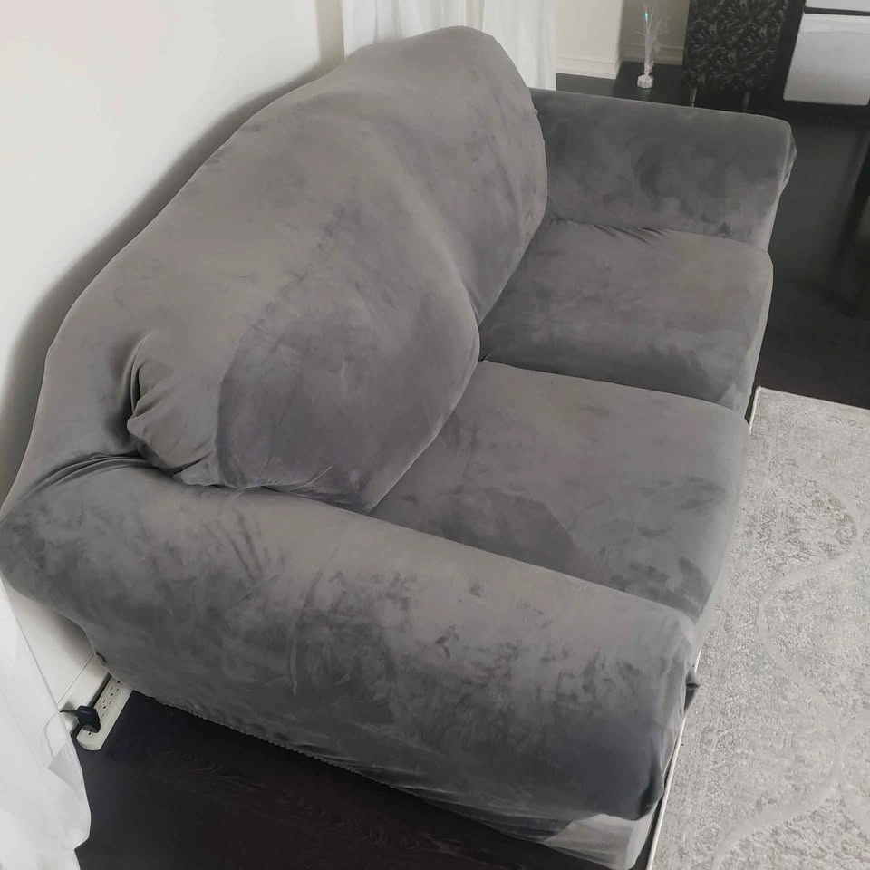 Grey Loveseat with Plush Slipcover - photo 3