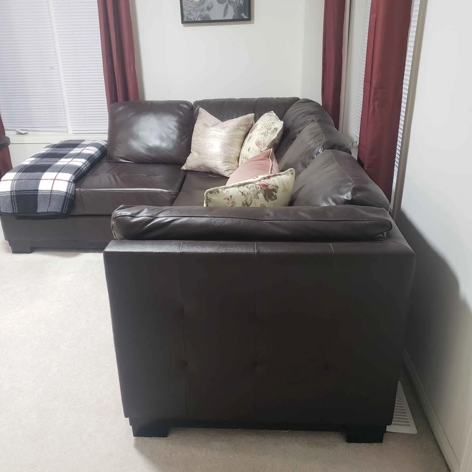 Dark Brown Leather Sectional Sofa with Chaise - photo 4
