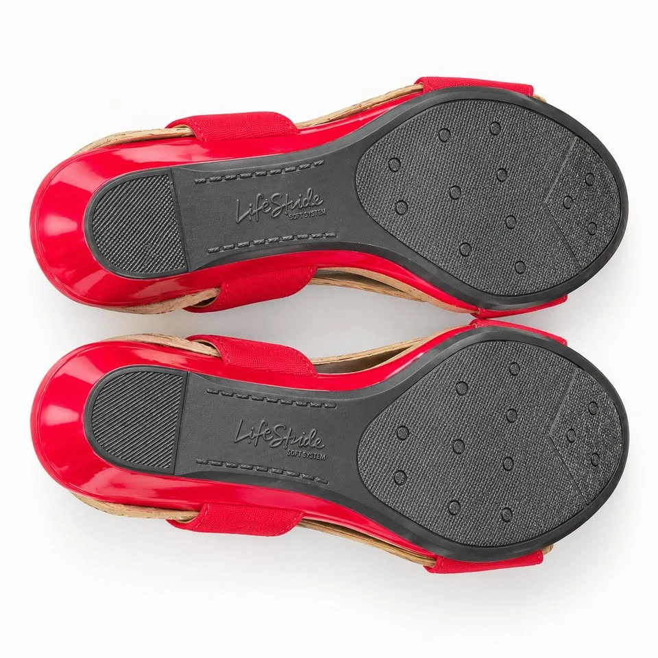 LifeStride Yolo Red Wedge Sandals Size 7.5 Wide - New - photo 3