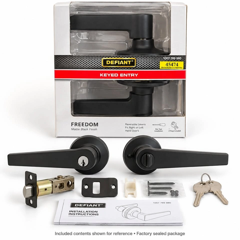 Defiant Freedom Matte Black Keyed Entry Door Lever - New - photo 2