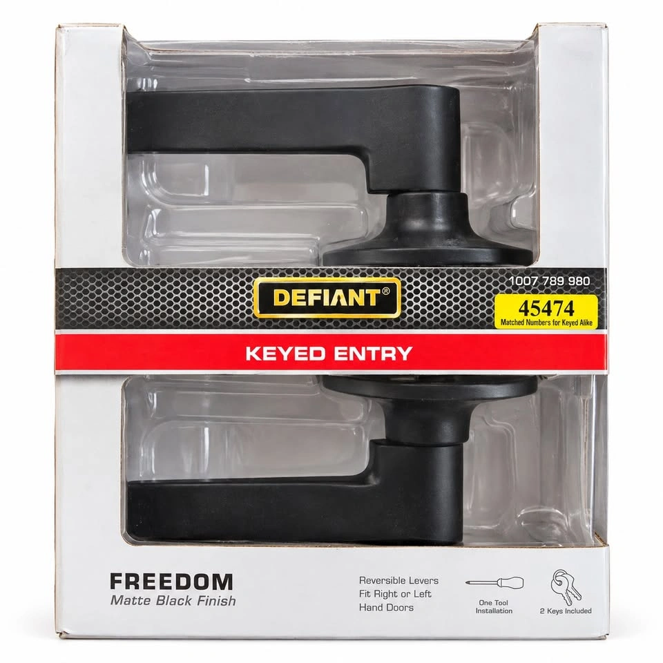 Defiant Freedom Matte Black Keyed Entry Door Lever - New - photo 4