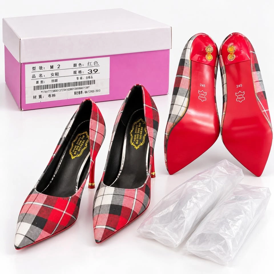 Plaid Pointed-Toe Stiletto Heels EU 39 - Brand New in Box - photo 3