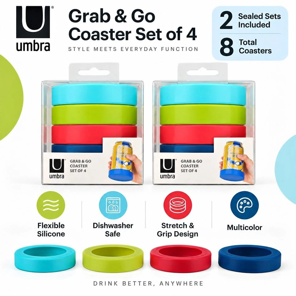 Umbra Grab & Go Coasters - 2 Sealed Sets / 8 Coasters Total