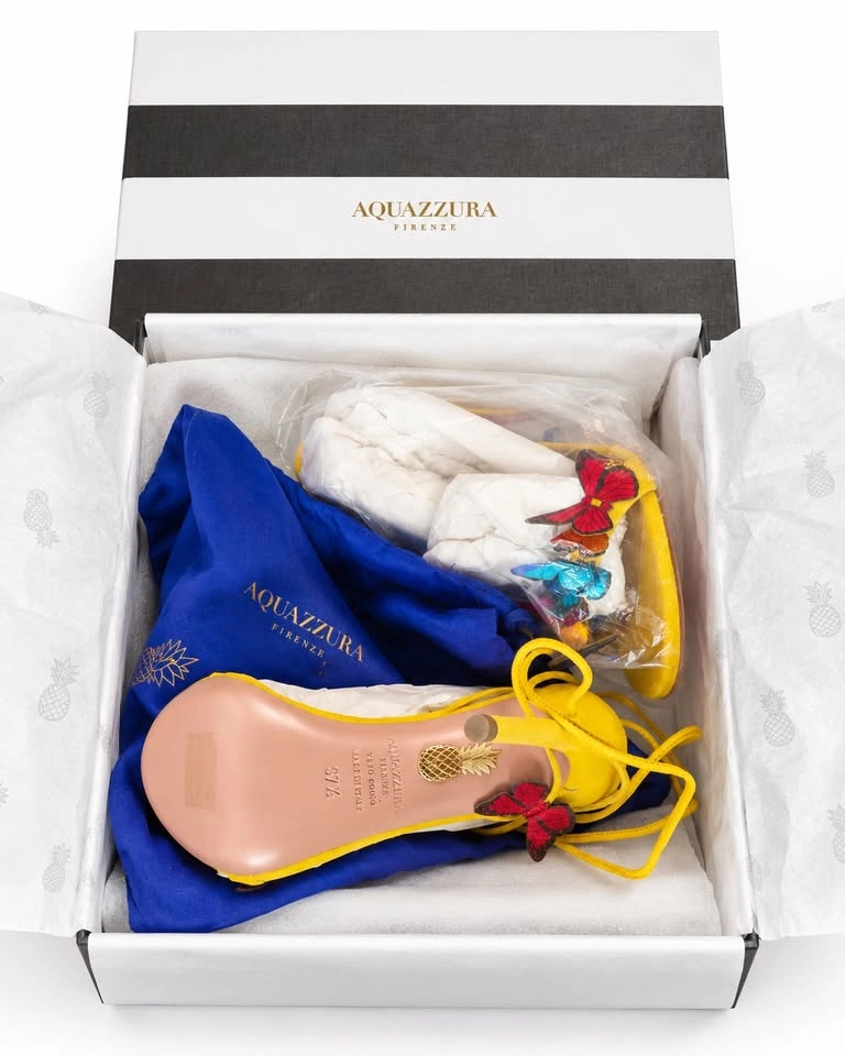 Aquazzura Papillon Sandal 105 Sporty Yellow EU 37.5 - New - photo 3