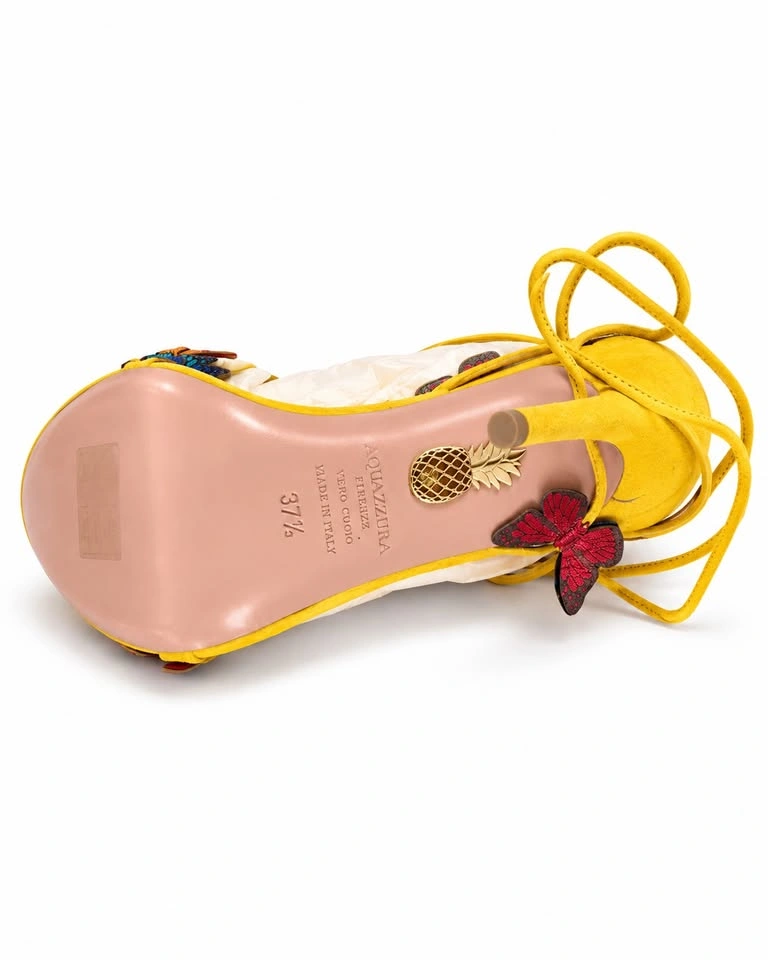 Aquazzura Papillon Sandal 105 Sporty Yellow EU 37.5 - New - photo 4