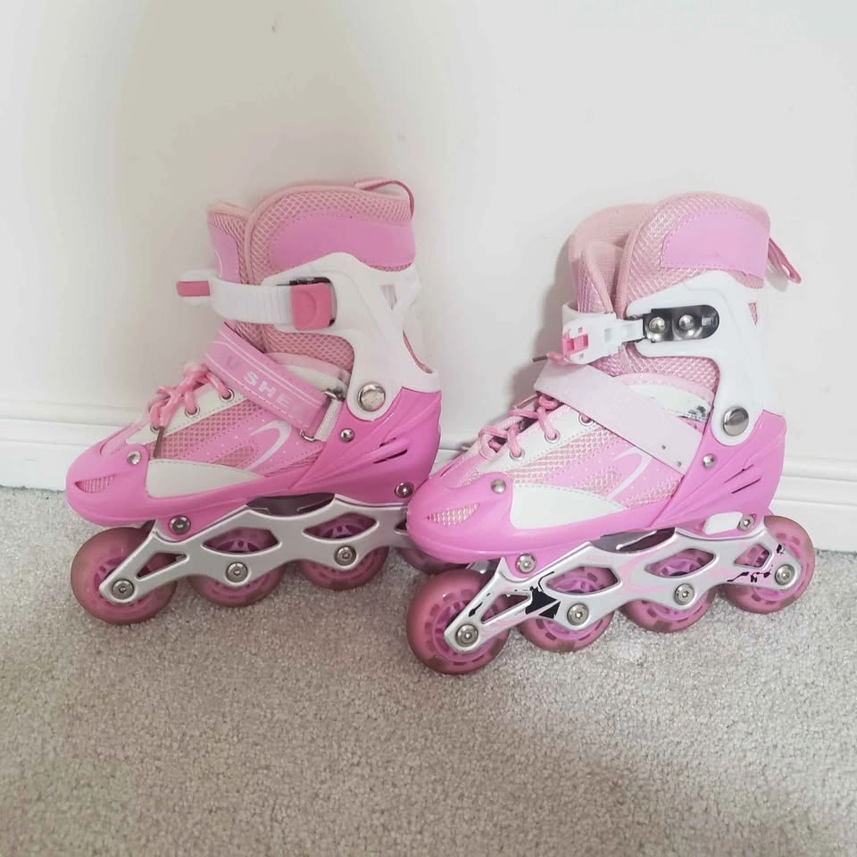 Pink and White Inline Skates for Kids, Size Small 9C-12C - photo 2