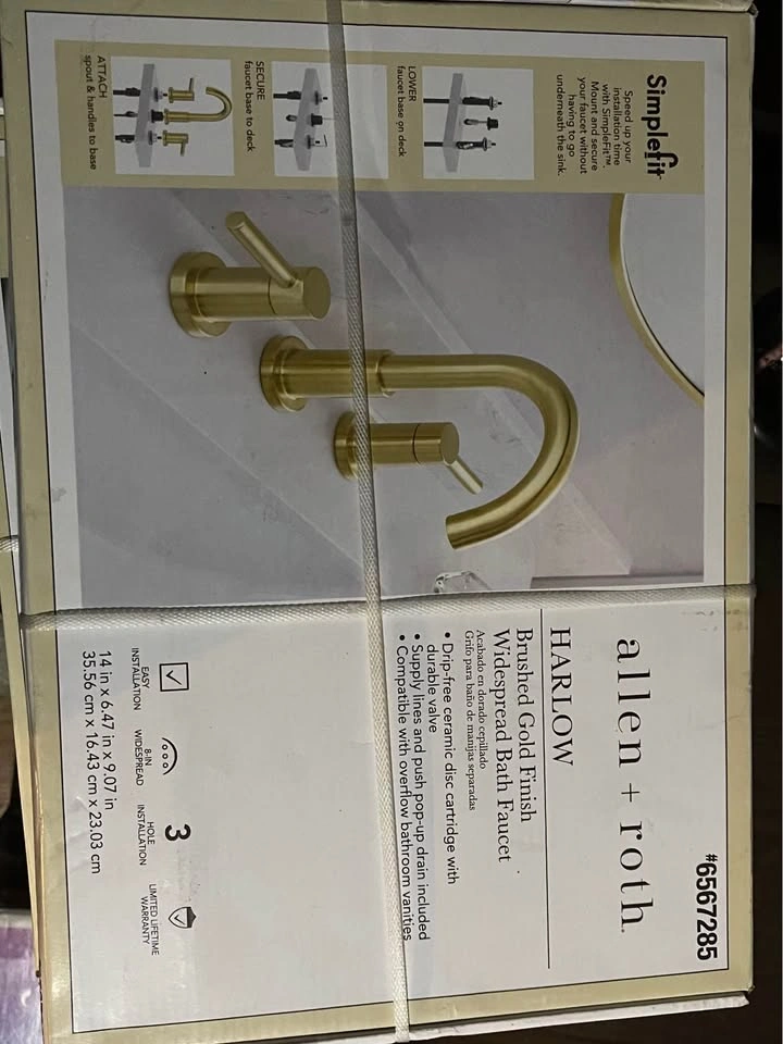 NEW allen + roth Harlow Brushed Gold Bathroom Faucet