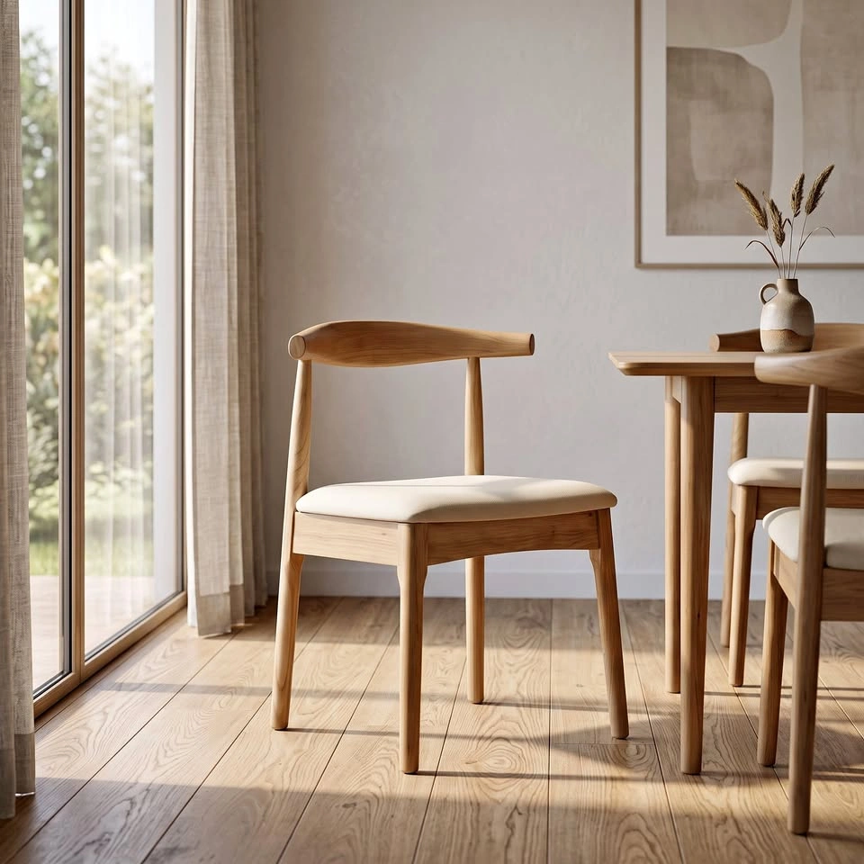 Mid-Century Modern Solid Wood Dining Chair