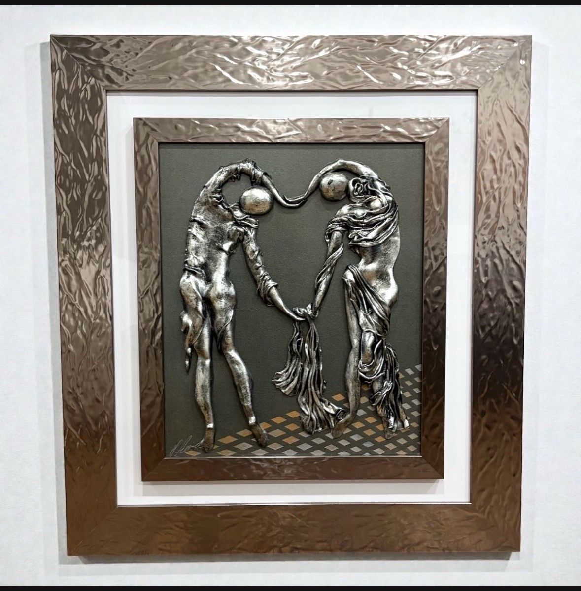 3D Figure Metal Sculpture Art – Custom Framed, 36” x 39”