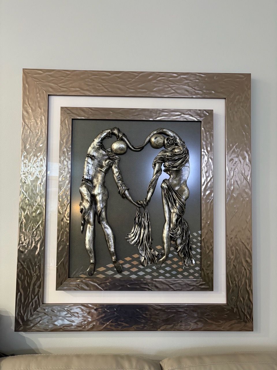 3D Figure Metal Sculpture Art – Custom Framed, 36” x 39” - photo 2