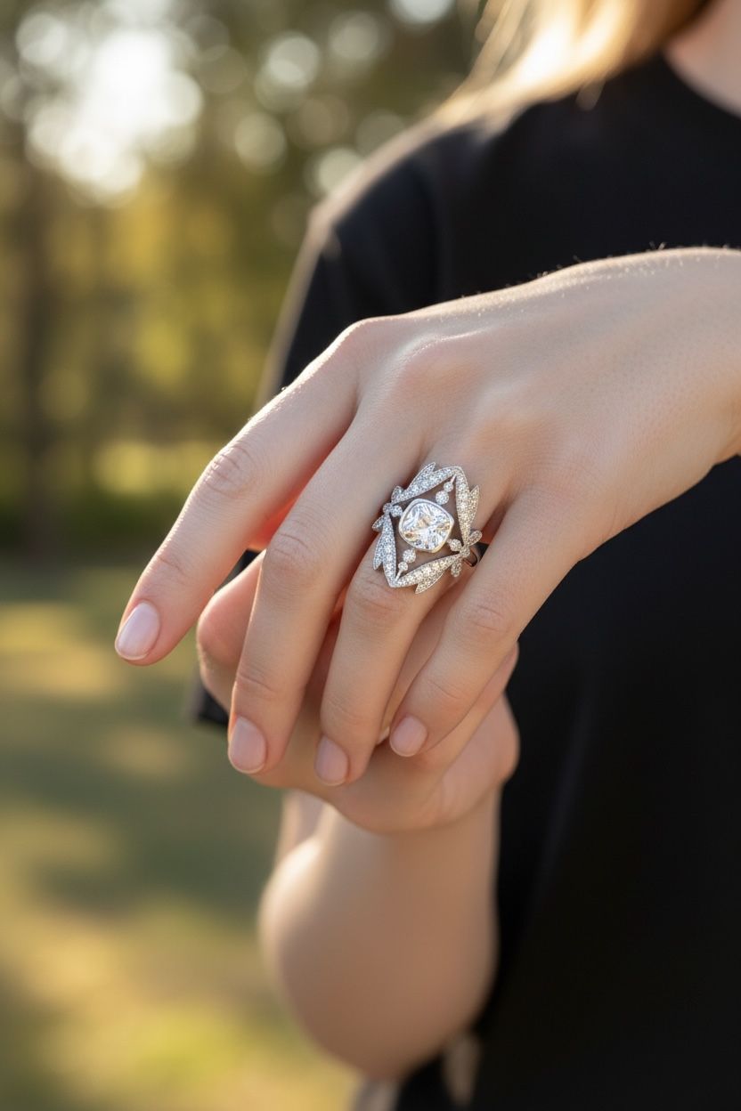 Silver CZ Halo Ring Sz 7 - photo 2