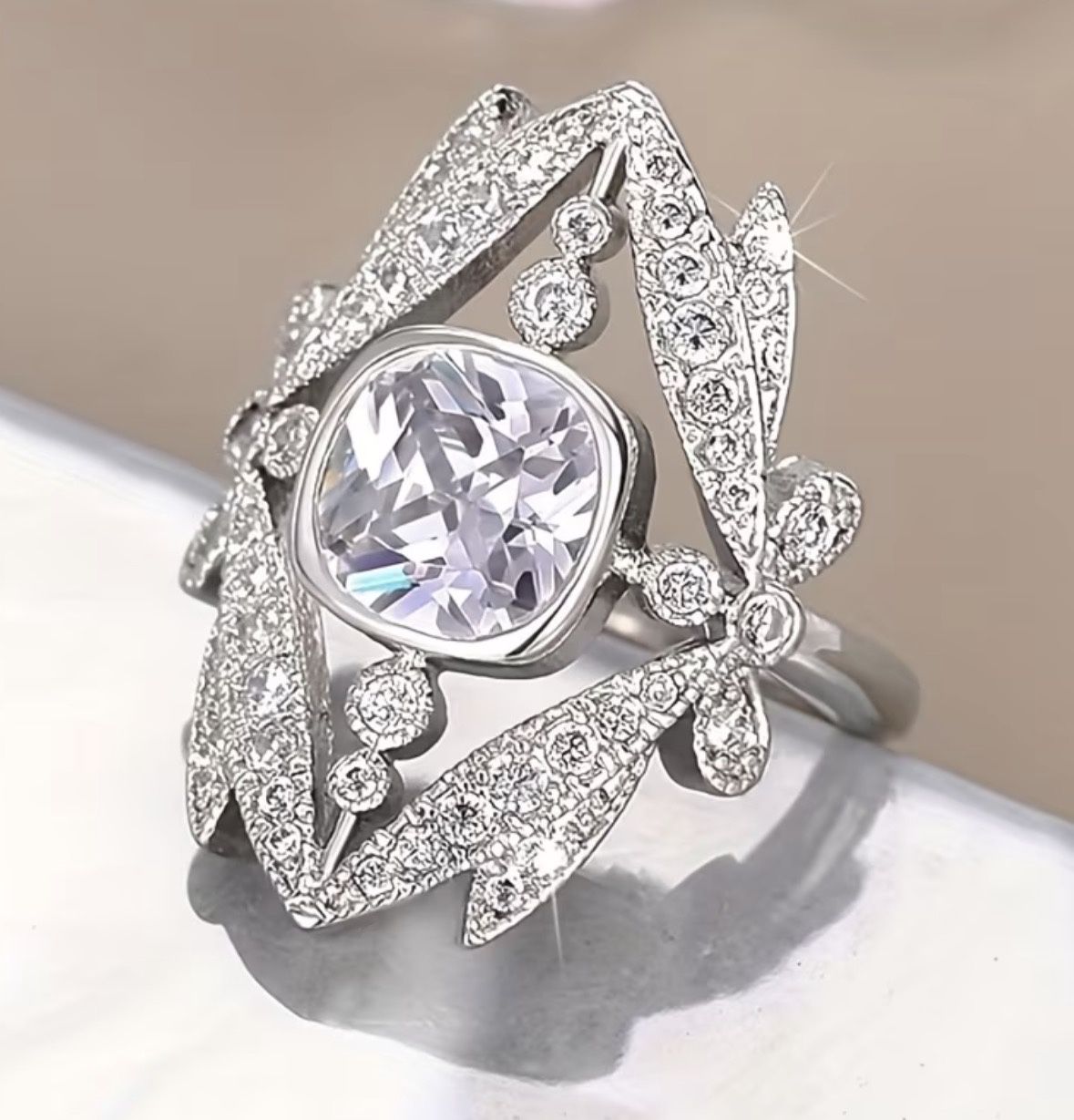 Silver CZ Halo Ring Sz 7 - photo 3