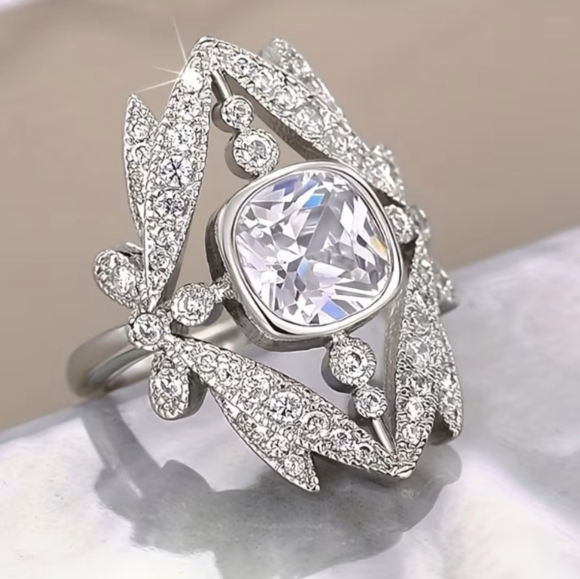 Silver CZ Halo Ring Sz 7 - photo 4