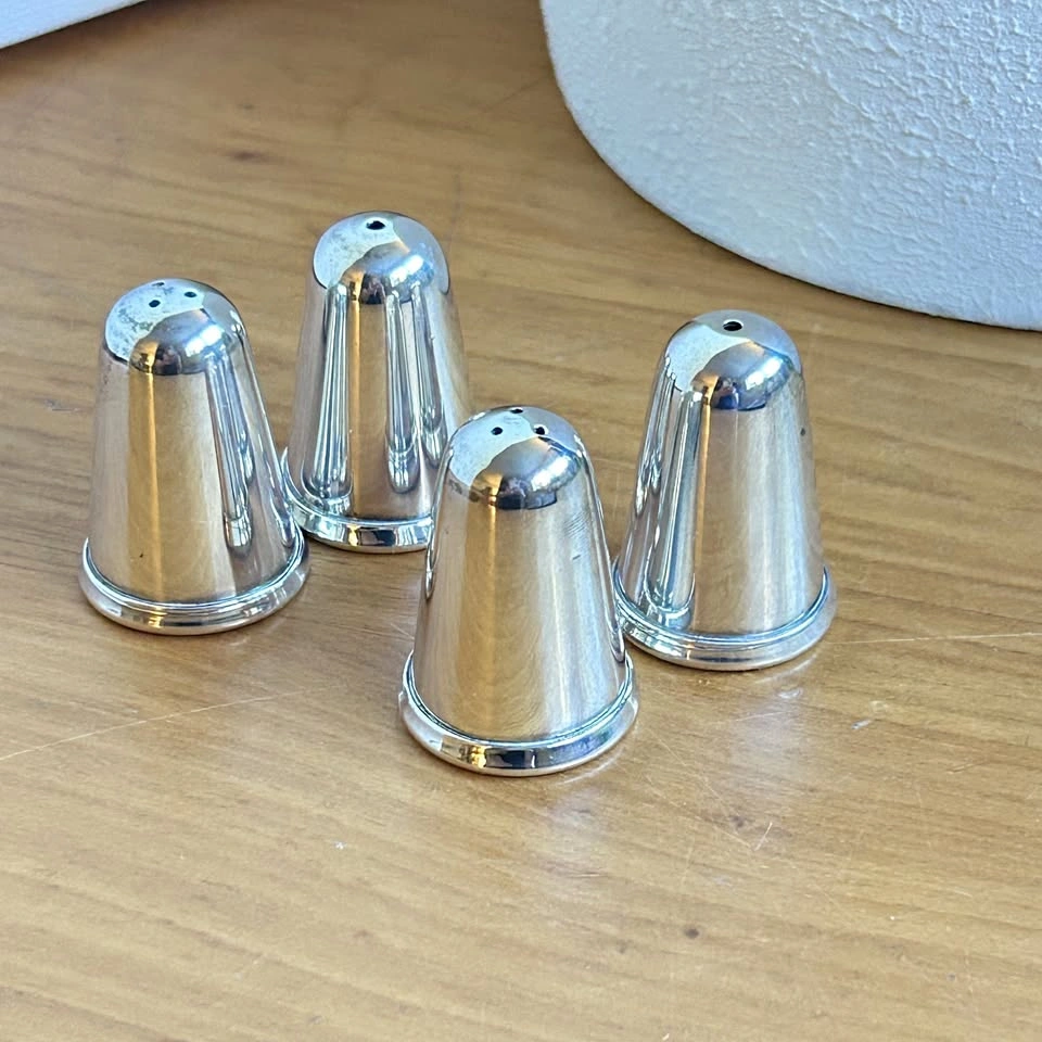 2 sets of small silver salt & pepper shakers
