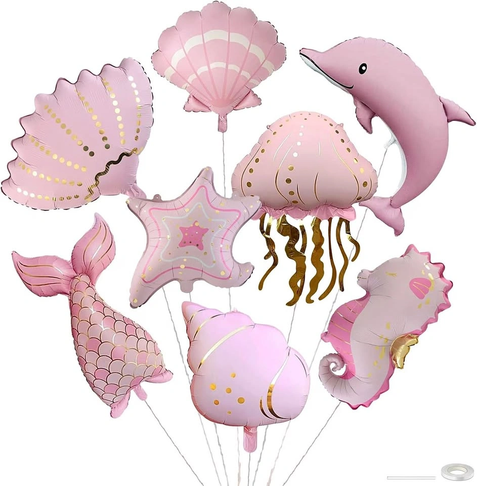 8Pcs Under The Sea Foil Balloons Mermaid Jellyfish Dolphin 🏈