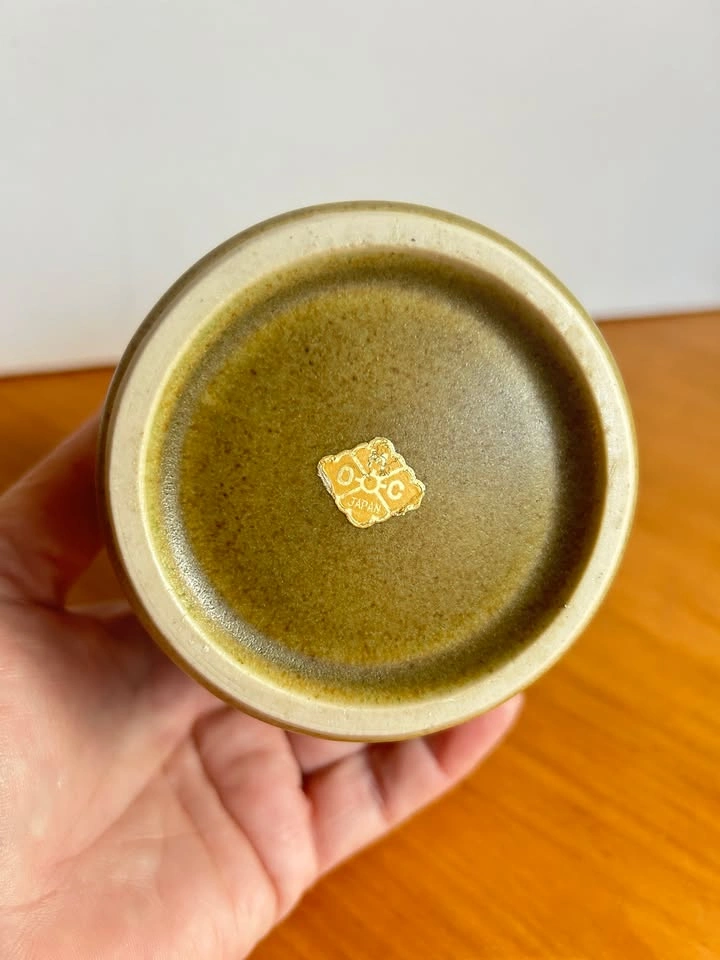 Vintage Otagiri olive green ceramic bud vase - photo 4