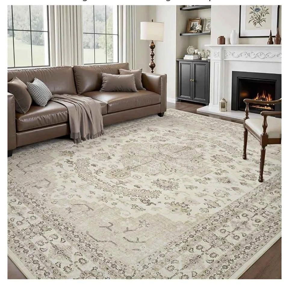 Brand new 8x10 Beige Area Rug - Machine Washable