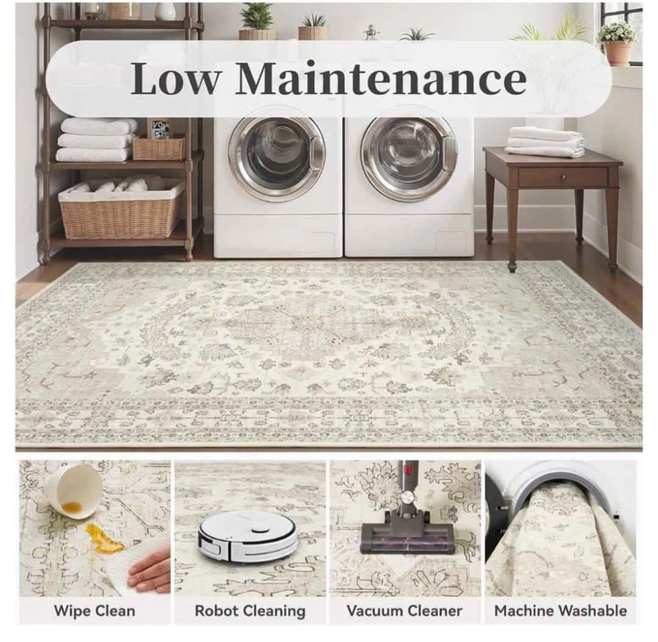 Brand new 8x10 Beige Area Rug - Machine Washable - photo 5