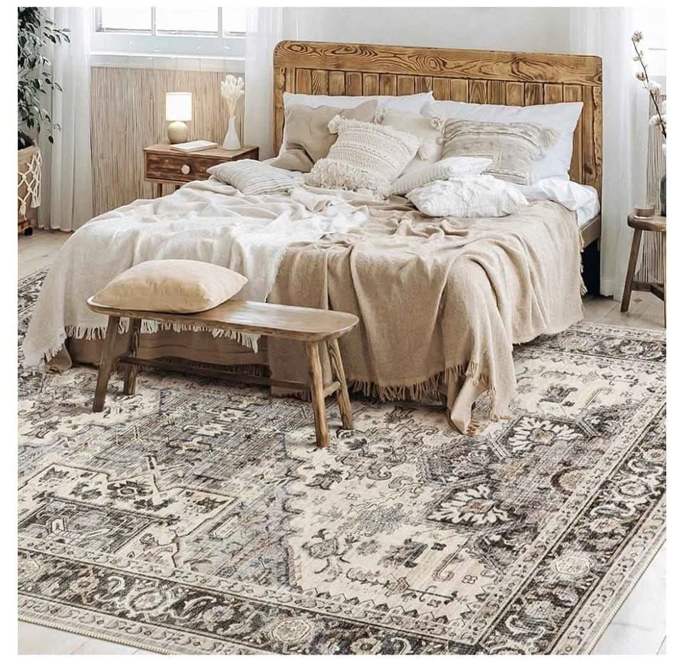 Brand new Vintage 10x14 Washable Area Rug - Brown - photo 2