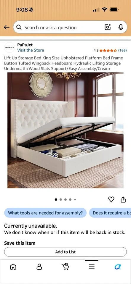King size storage bed