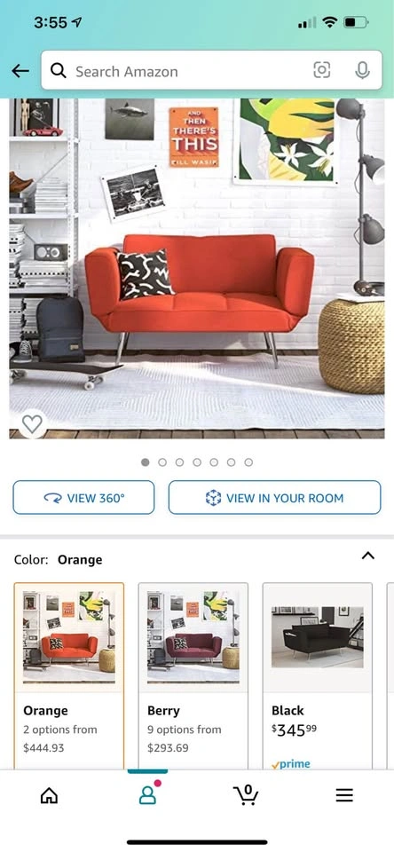 Novogratz Leyla Loveseat, Burnt Orange Futon