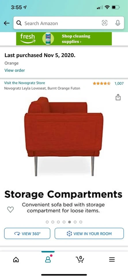 Novogratz Leyla Loveseat, Burnt Orange Futon - photo 2