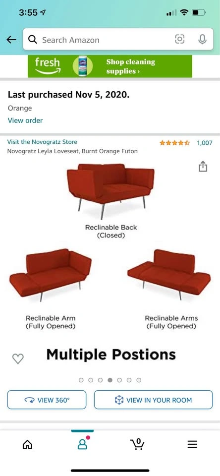 Novogratz Leyla Loveseat, Burnt Orange Futon - photo 3