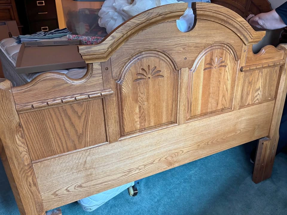 Solid wood bed frame queen